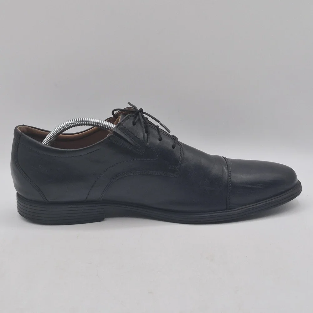 Clarks‎ Collection Shoes Mens Size 11.5 Black Leather Cap Toe Derby Dress